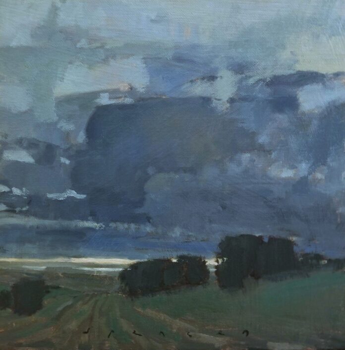 Erin Spencer, Sky over the Sakonnett, Oil, 10 x 10