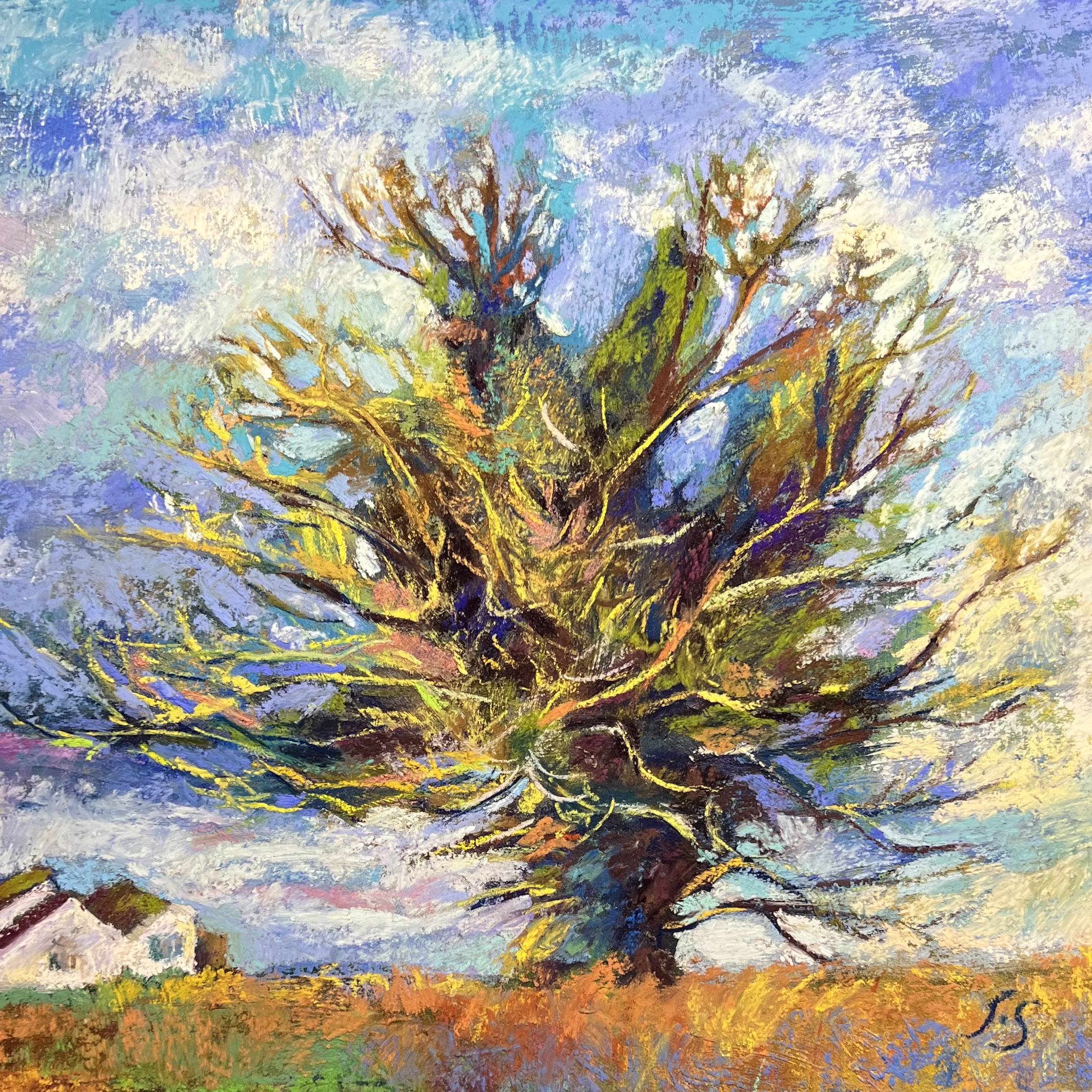 landscape painting of a tree