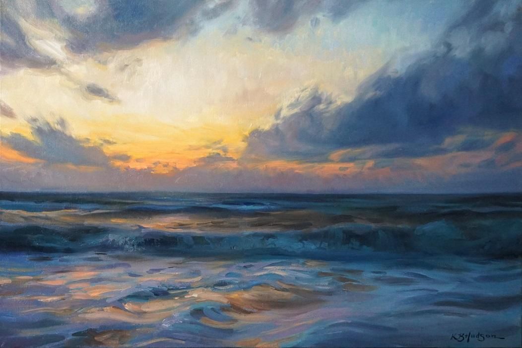 "Dusk Over the Sea," 24x36, oil, by Kathleen Hudson