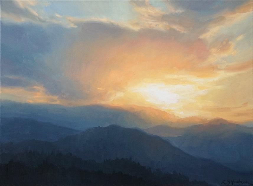 "Mountain Sunset," 18x24, oil, by Kathleen Hudson