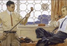 American Masculinity J.C. Leyendecker (1874–1951), "Men with Golf Clubs (Arrow Collar advertisement)," c. 1909, oil on canvas, 20 1/2 x 42 1/2 in., National Museum of American Illustration (Newport, Rhode Island)
