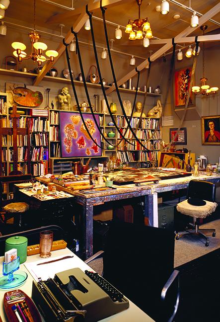 Vance Kirkland’s studio workroom, where he suspended himself above his paintings in straps to work on large paintings; photo: Ron Ruscio, courtesy Kirkland Museum of Fine & Decorative Art, Denver