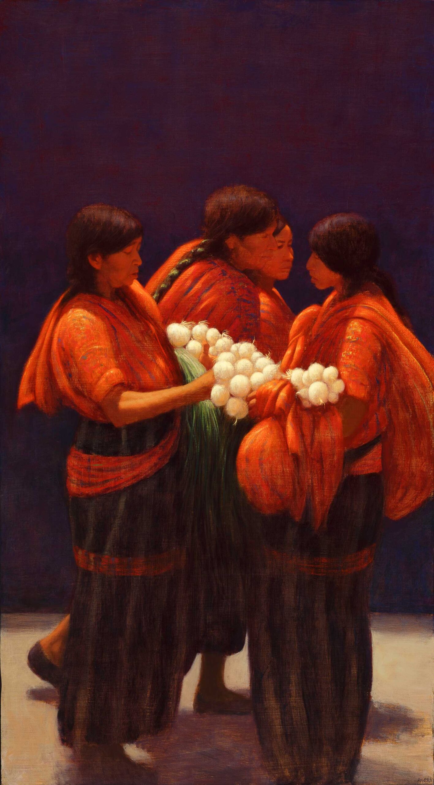 Elias Rivera, "White Onions," 1995, oil on canvas, 72 x 40 in.