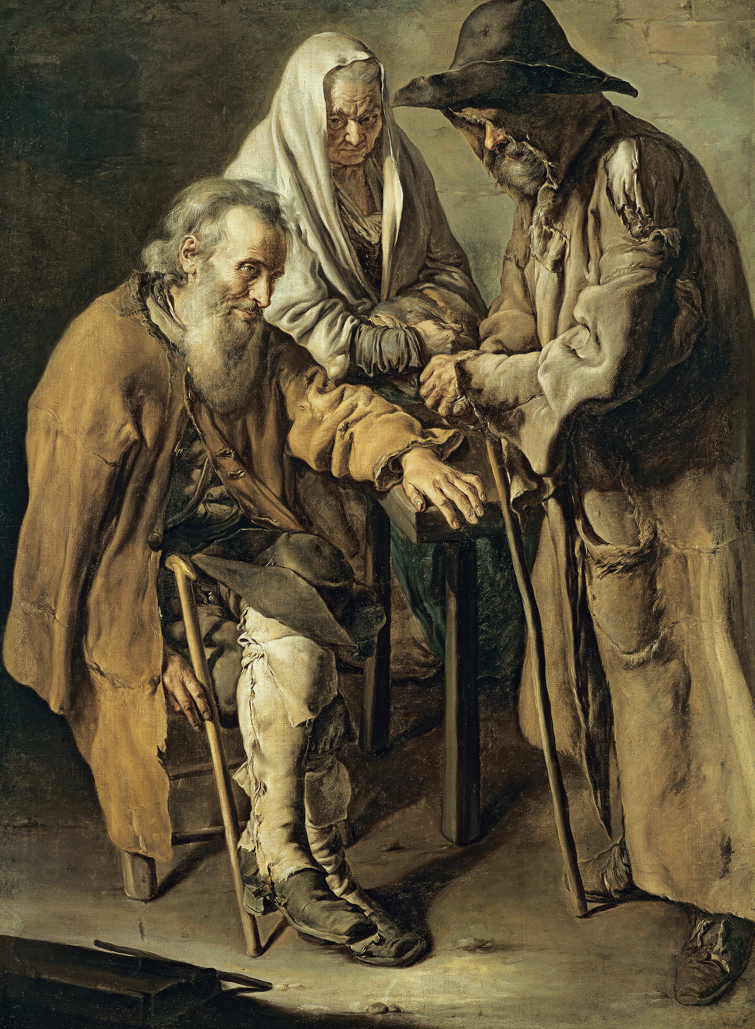 Giacomo Ceruti, "The Three Beggars," 1736, Oil on canvas, Thyssen-Bornemisza Collection, Madrid, long-term loan to the Museu Nacional d’Art de Catalunya, Barcelona, 2004, EX.2023.4.10