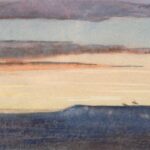 8th Bighorn Rendezvous Ed Borein (1872–1945), "Two Cowhands at Dusk," n.d., watercolor on paper, 4 7/8 x 9 3/8 in., Peters Family Collection