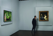 Artists Recognizing That “Inner Drive” In Fine Art Connoisseur > Salman Toor examines Johannes Vermeer’s "Mistress and Maid" (right). His own painting, "Museum Boys" (2021), hangs at left in the rotating show "Living Histories: Queer Views and Old Masters"
