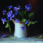 Wall Flowers Carmen Drake (b. 1964), "Woolly Blue Violets," 2023, oil on linen panel, 7 x 7 in.