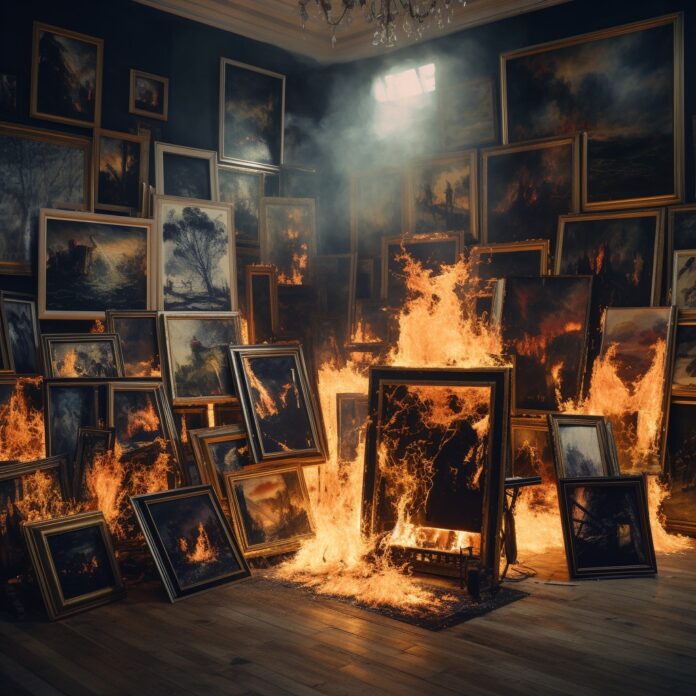 Paintings destroyed in fire