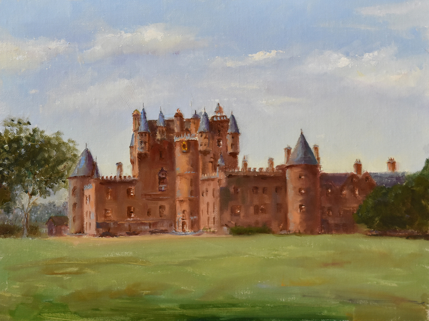 oil painting of a castle in the distance