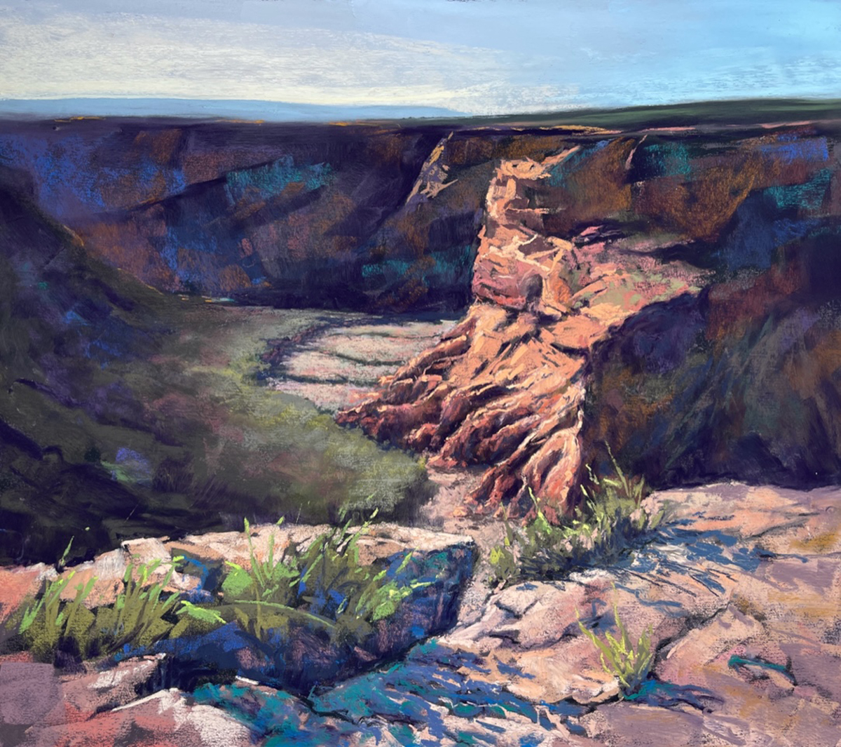 pastel painting of desert landscape