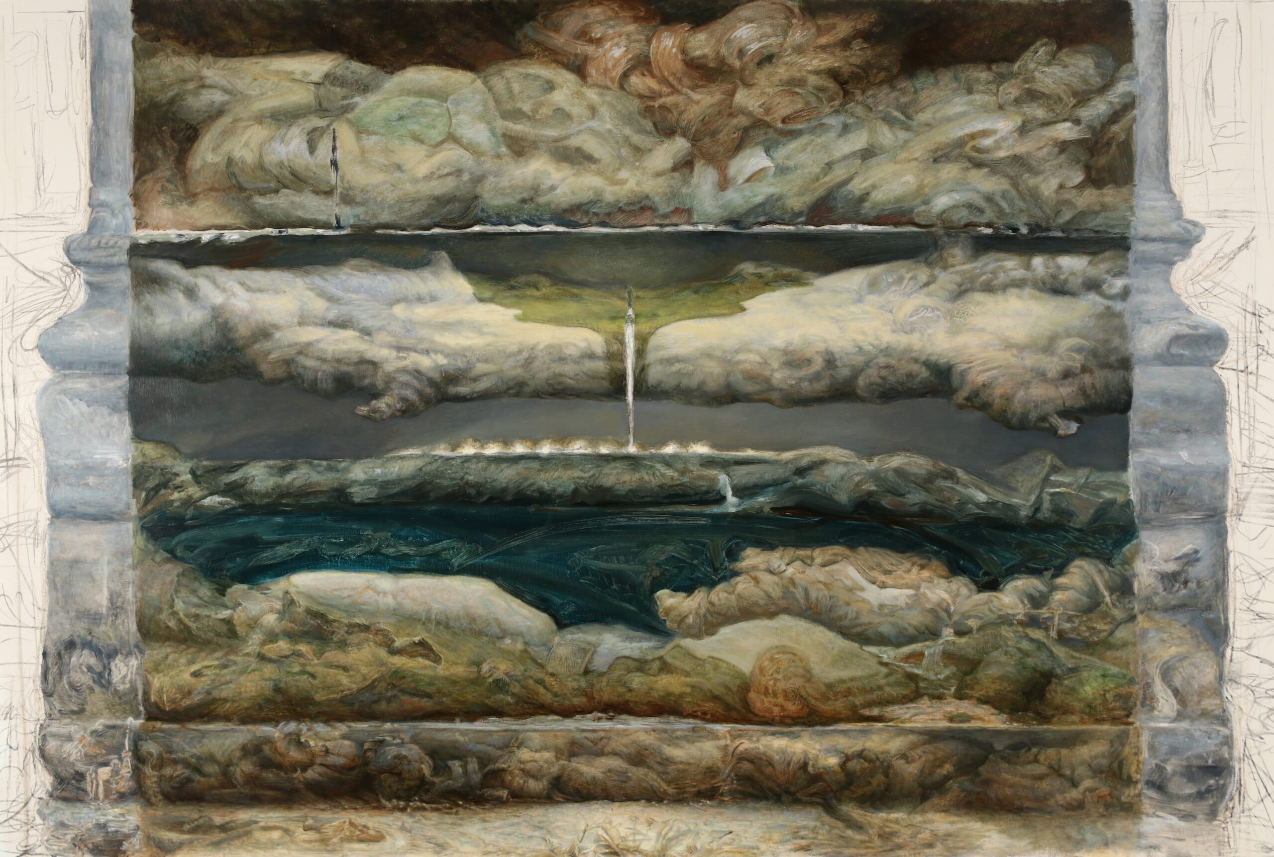 Cesar Santos, "Corridor," 2022, oil on linen, 96 x 140 cm