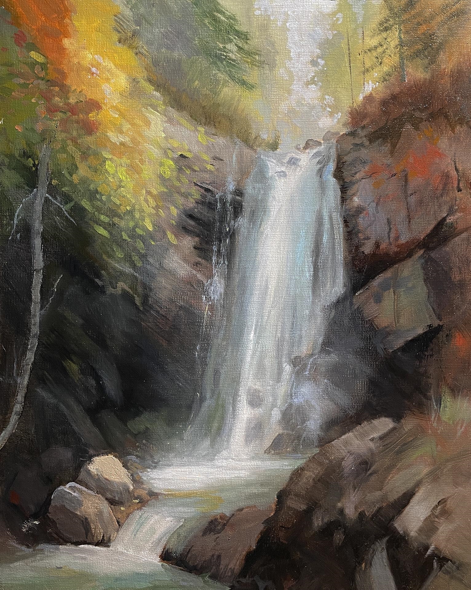 Karen Winters, “Switzer Falls Remembered,” Oil on linen panel, 14 x 11 inches, Collection of the Artist