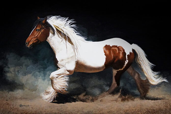 oil painting of a horse galloping