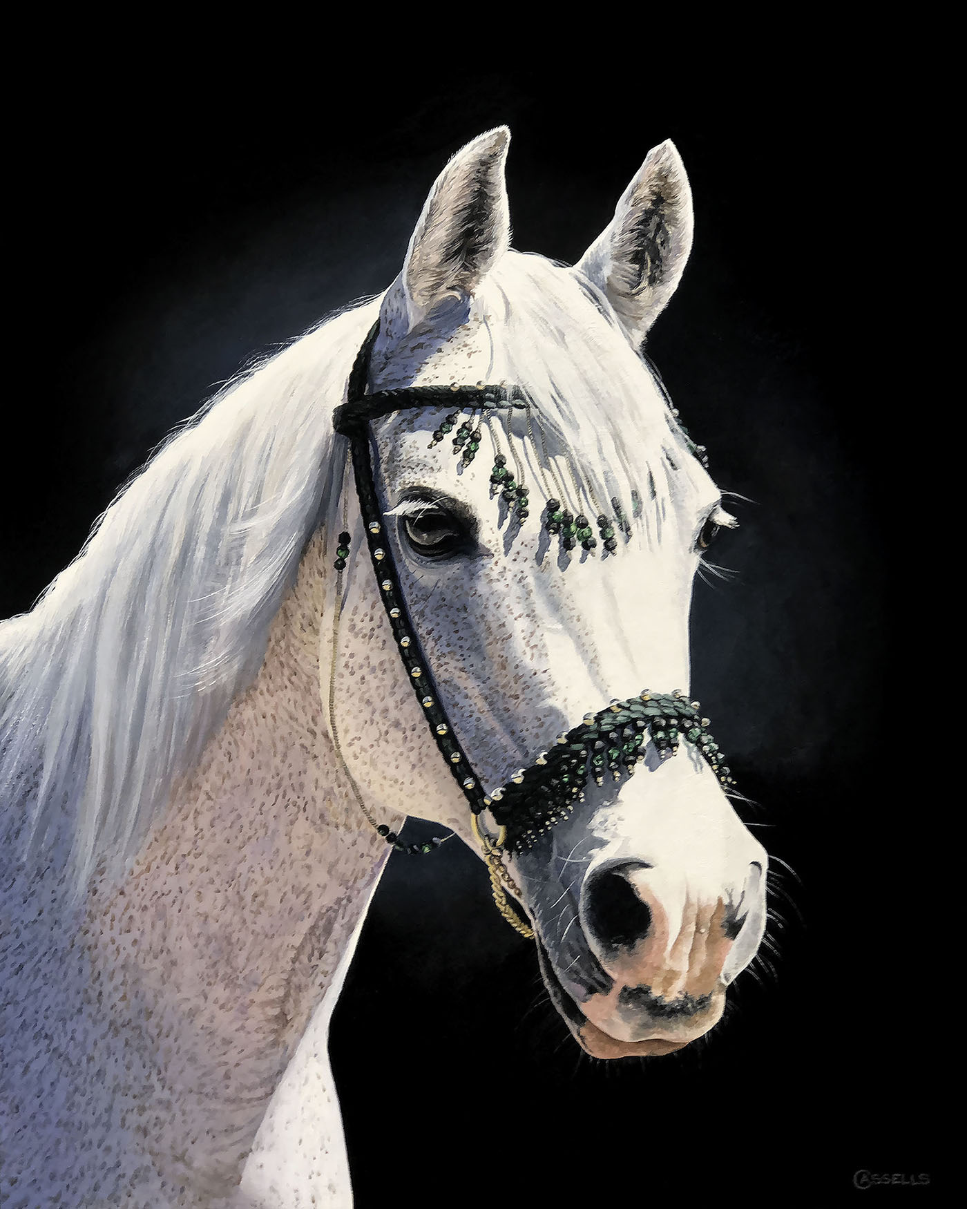 oil portrait painting of Arabic horse