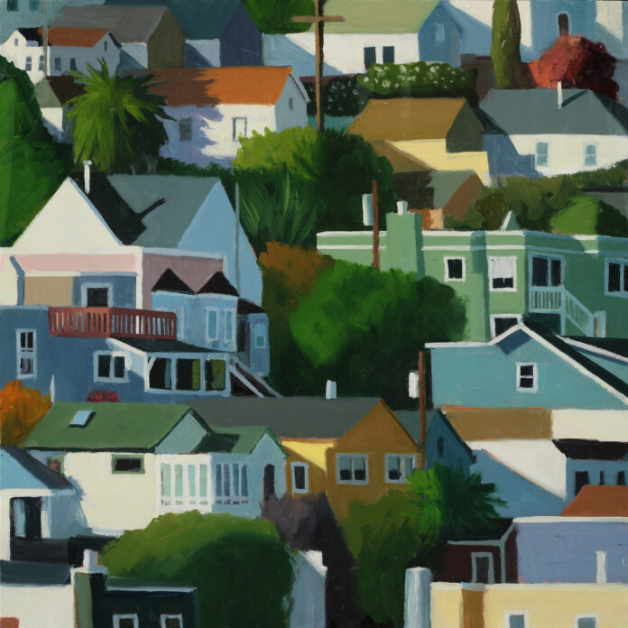 oil painting of a neighborhood
