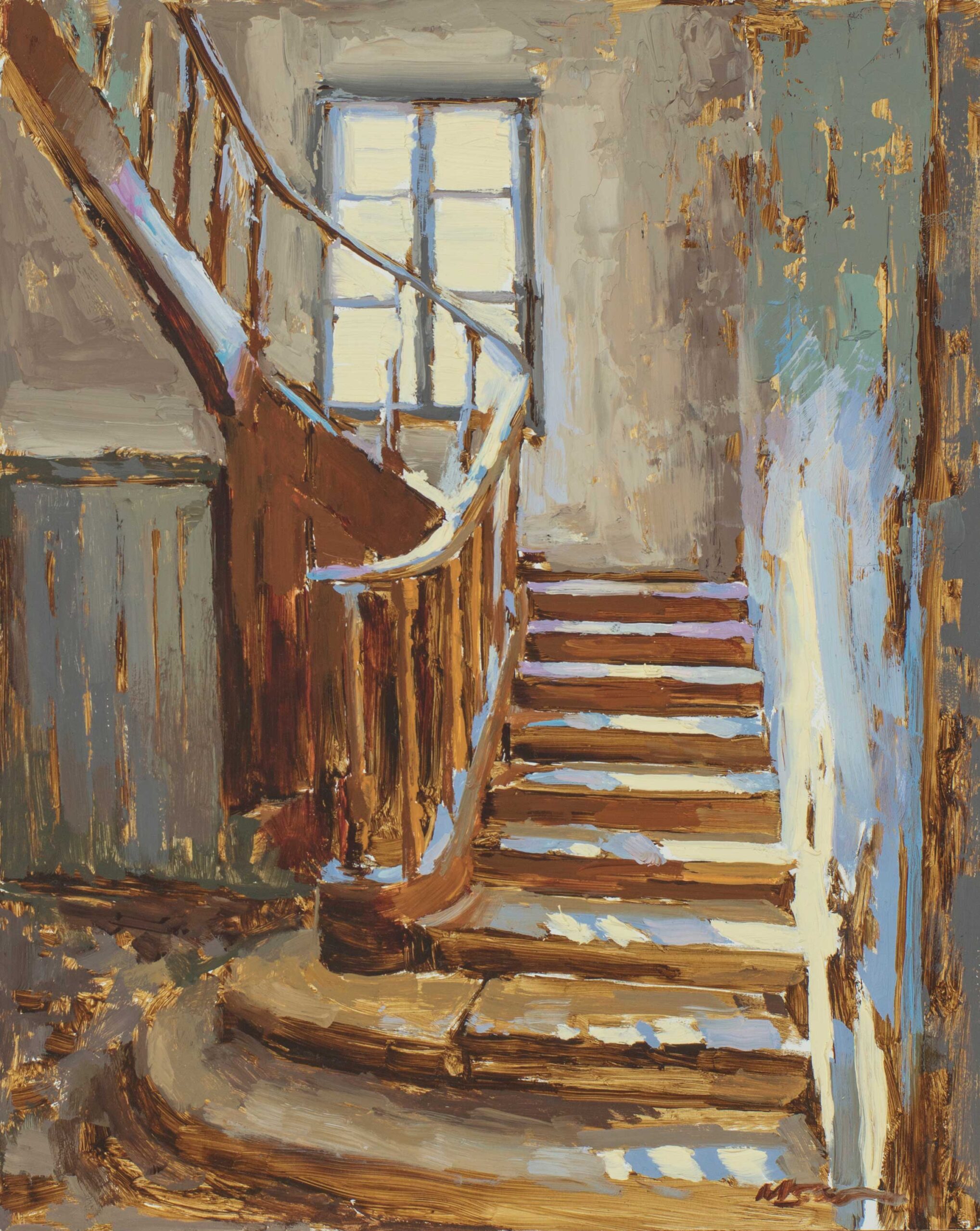 Mary Sauer, "The Winding Ancient Stair," 10 x 8 inches, Oil on Panel, 2023