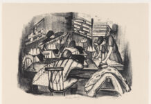 Art for the Millions: American Culture and Politics in the 1930s "Curtain Factory" by Riva Helfond (American, Brooklyn, New York 1910–2002), WPA, ca. 1936–39, lithograph, Sheet: 14 1/4 × 20 1/2 in., Gift of New York City W.P.A., 1943