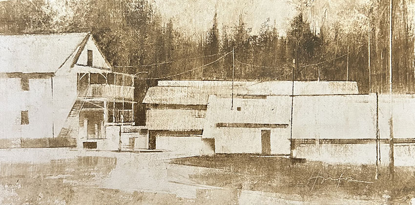 "Cummington Fairgrounds," oil on muslin panel, 6 x 12"