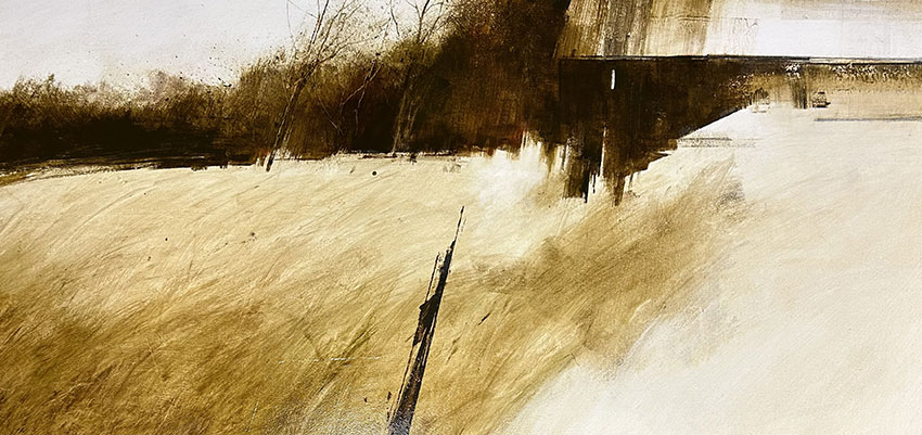 tonal paintings - "Death of a Hillfarm," oil on canvas, 24 x 48"