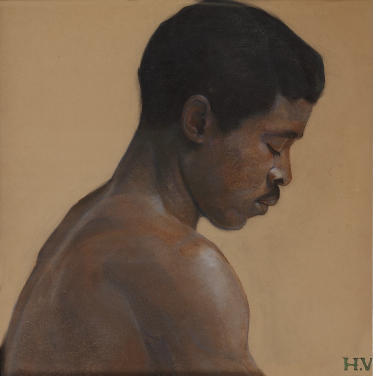 Henriette Vaillant, "Bust-length study of a man in profile," 1930, pastel on paper, 470 x 450 mm; Elliott Fine Art