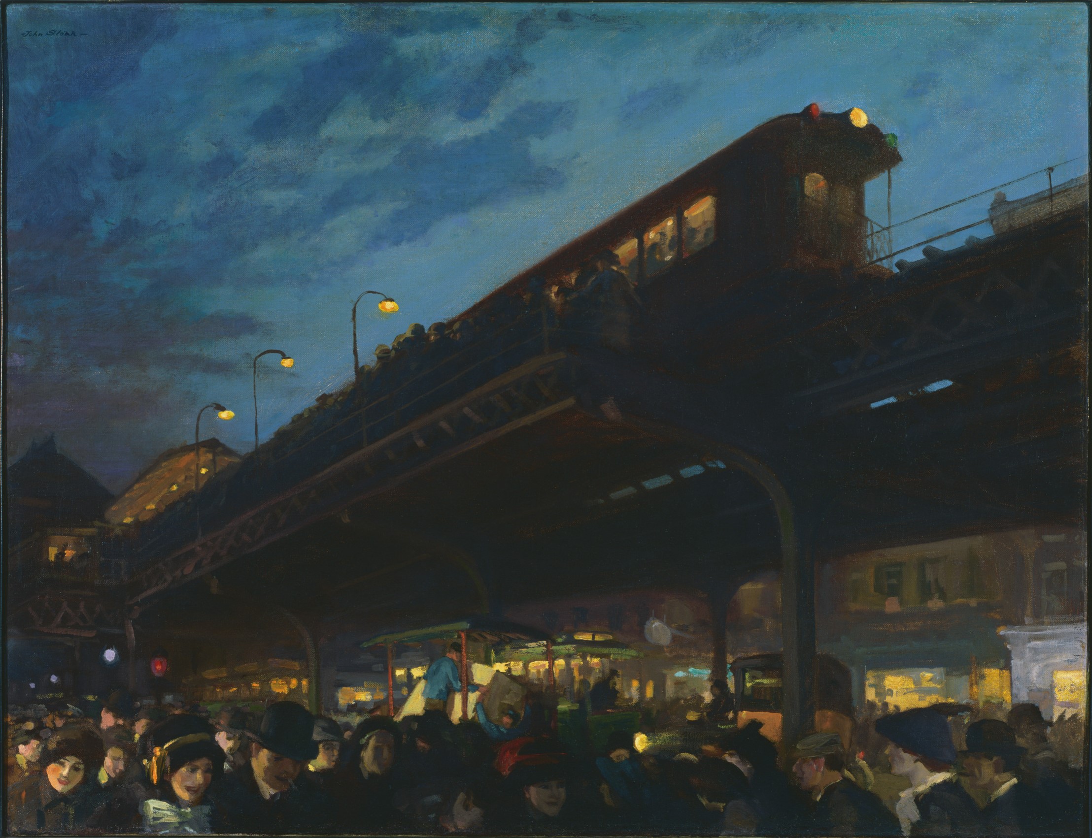 John Sloan, "Six O’Clock, Winter," 1912. Oil on canvas; 26 1/8 in. x 32 in. The Phillips Collection: Acquired 1922. © 2022 Delaware Art Museum / Artists Rights Society (ARS), New York. 