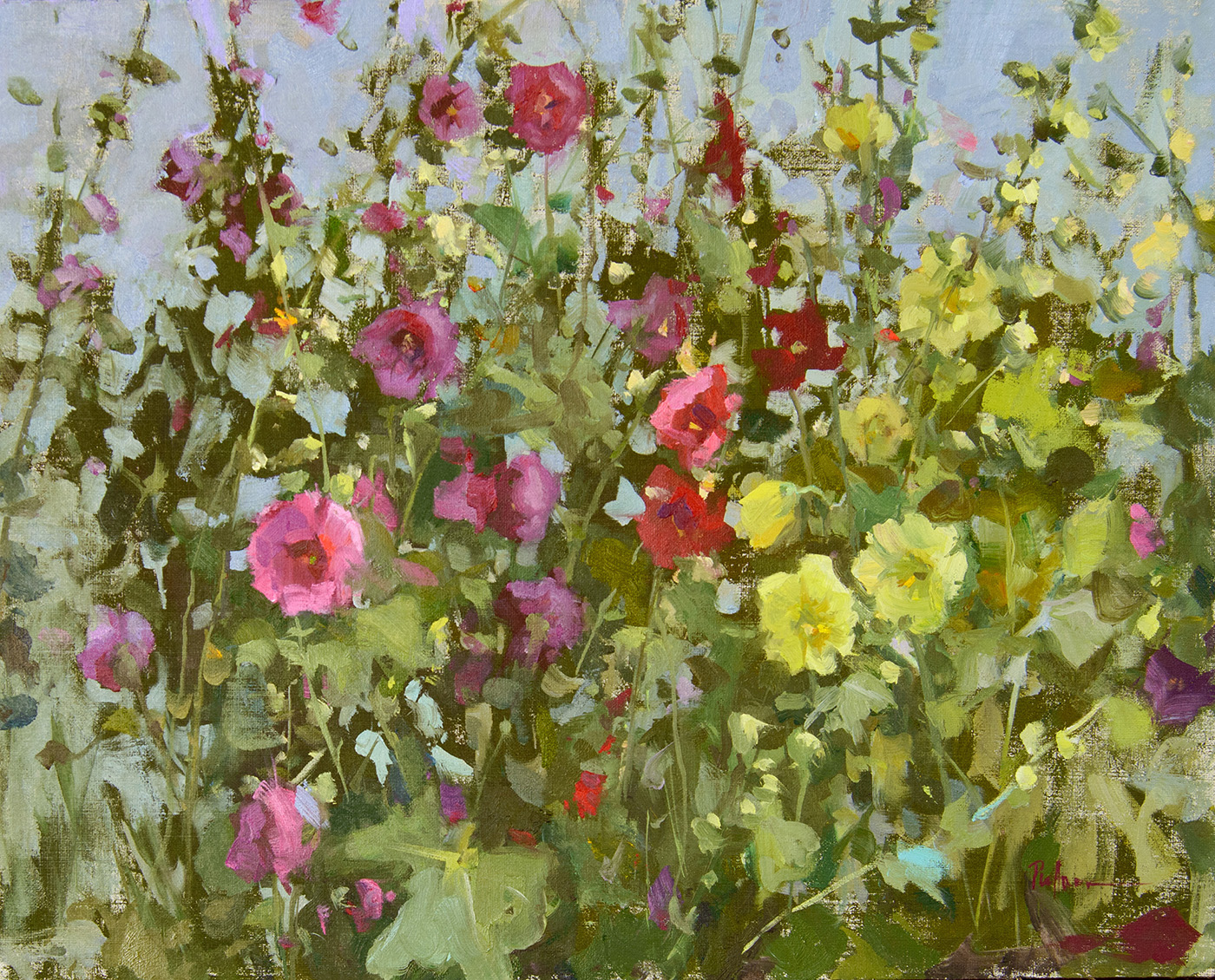 oil painting of different flowers in a bushel 
