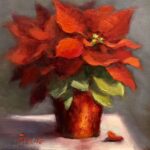 On the Easel: A Timely Painting of a Poinsettia Pat Fiorello, “Poinsettia,” oil, 10 x 10 in., available at https://www.dailypaintworks.com/Artists/pat-fiorello-2105