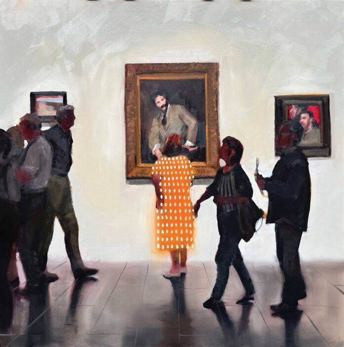 Contemporary representational art - painting of people in a museum