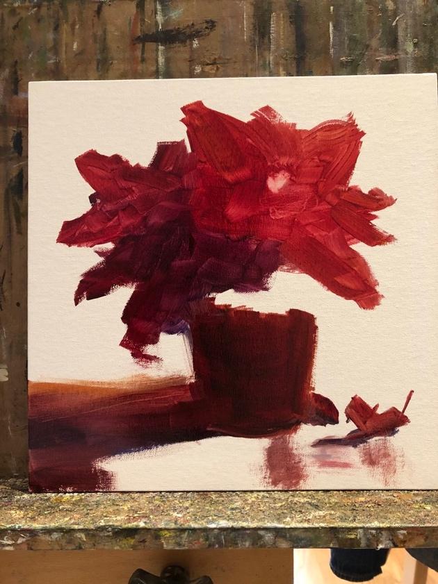 How to paint a poinsettia