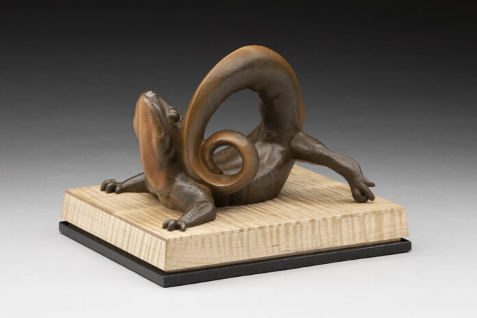 Wildlife sculpture of a newt