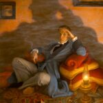 A Matter of Light and Death Contemporary realism - Scott Gustafson, "Sherlock Holmes," oil on panel, 24 x 30 in.