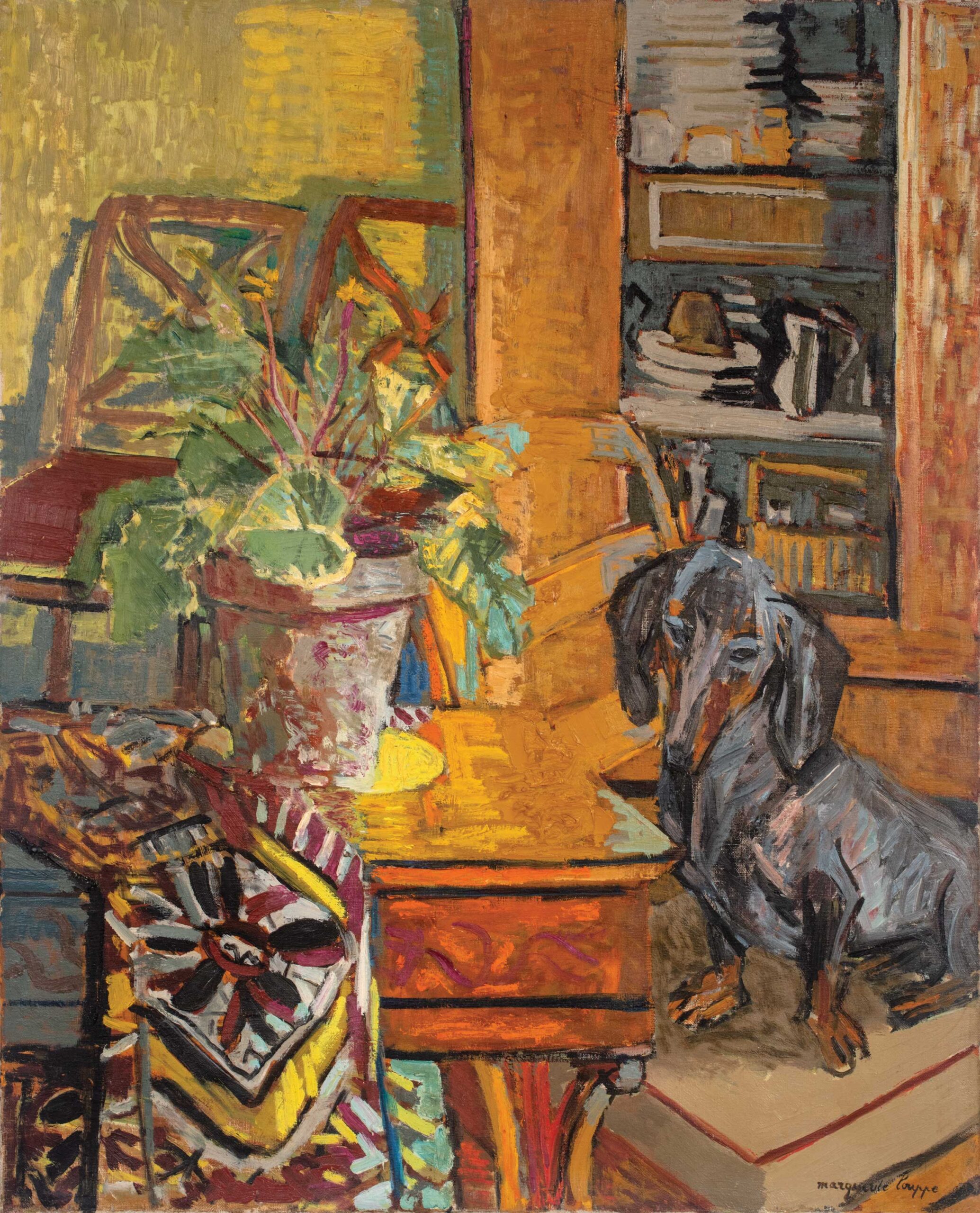 Marguerite Louppe, "Nestor au salon (Nestor Plant in the Living Room)," oil on canvas, 31 7/10 x 25 3/5 in.