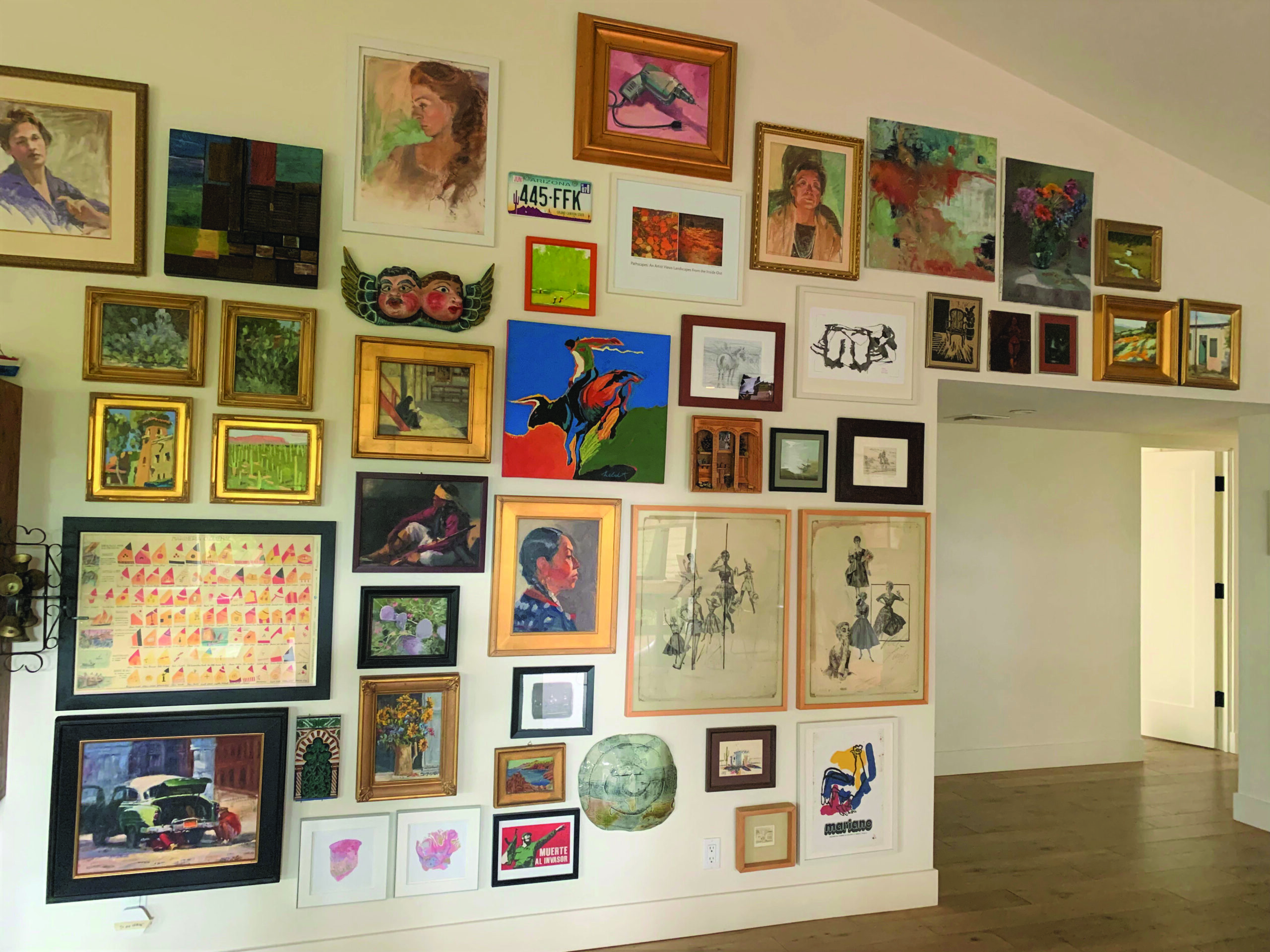 The author’s own “freeform” gallery wall 