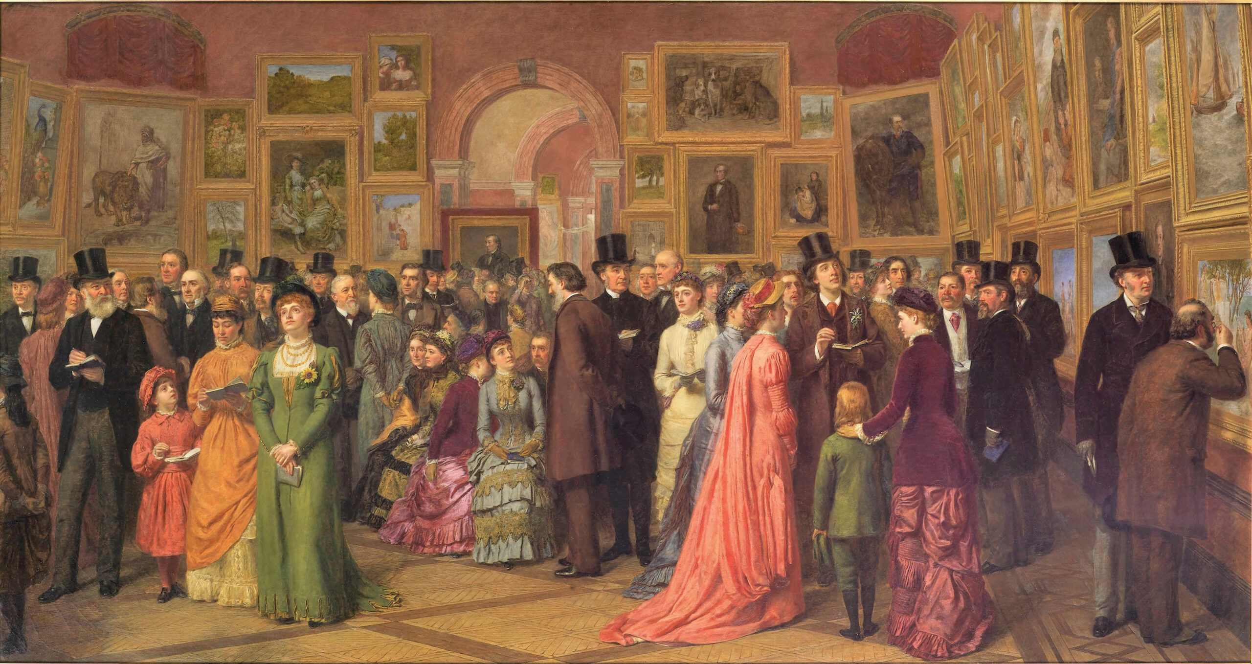 William Powell Frith (1819–1909), "The Private View at the Royal Academy," 1881, 1883, oil on canvas, 40 1/2 x 77 in., private collection