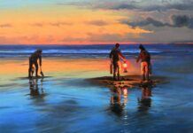Exhibition: “Plein Air to Studio” Plein air paintings - Mark Boyle, "Golden Light," oil, 22 x 28 in.