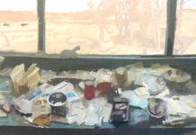 Artist to Watch: Martin Geiger Oil paintings > Martin Geiger, "Robert’s Table/Tribute to Scott Noel," 2022, oil on linen, 32 x 48 in., Steven Francis Fine Art (Lynchburg, Virginia)