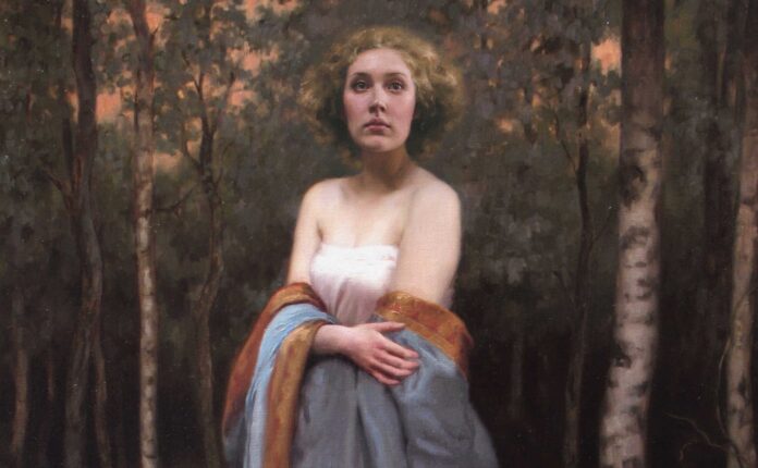 Cornelia Hernes (b. 1979), "Midsummer Night [after Arthur Rackham’s Fair Helena]," 2013, oil on canvas, 35 1/3 x 23 2/3 in.