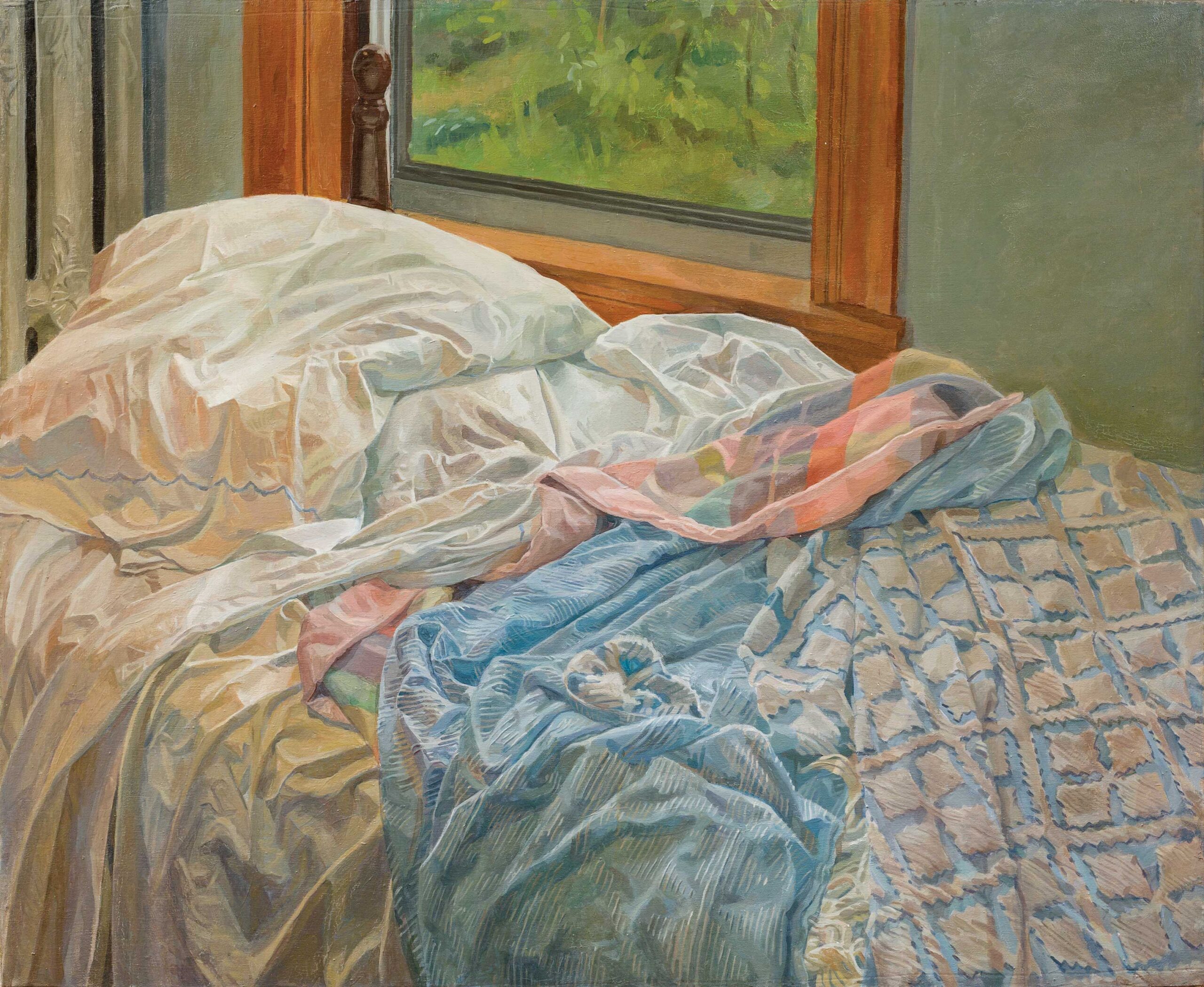 Catherine Murphy, “Unmade Bed,” 1969, oil on canvas, 44 x 36 in., private collection