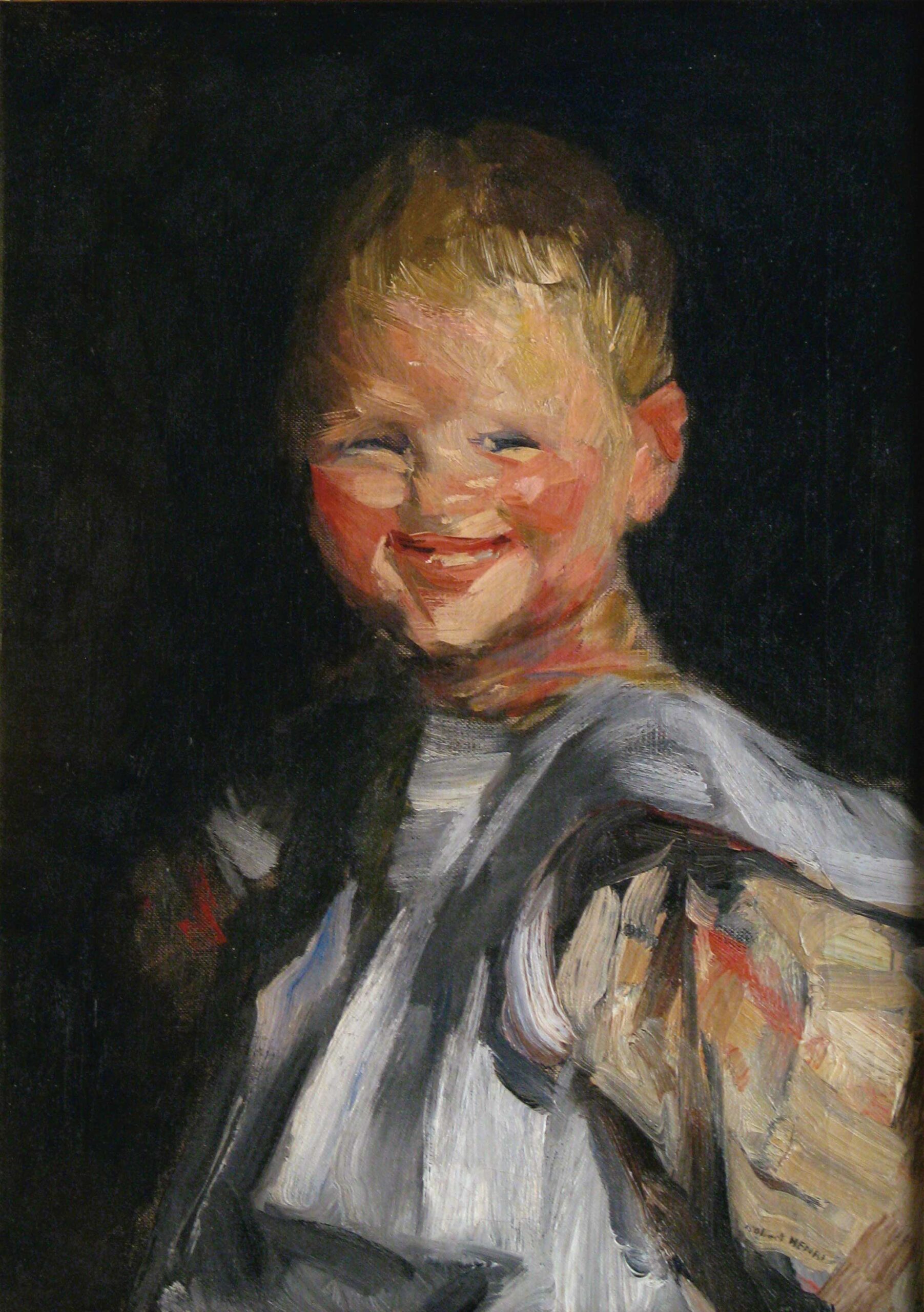 American art - portrait of a laughing child