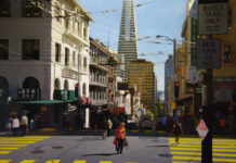 Seth Tane: The Painted City contemporary realism painting of a city scene