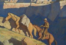 Sagebrush and Solitude: Maynard Dixon in Nevada Maynard Dixon, Cowboy and Packhorse, 1934. Oil on canvas, 26 x 30 inches. Ray and Kay Harvey Collection