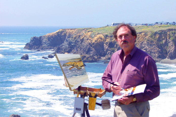 Larry Cannon painting on the Sonoma Coast