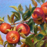 Featured Artwork: Jill Stefani Wagner pastel painting of closeup of apple orchard tree