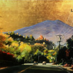 Urban Landscapes = Spiritual Introspection Duke Windsor, "Mt. San Miguel," acrylic and gold leaf, 86.25 x 50.25 in.
