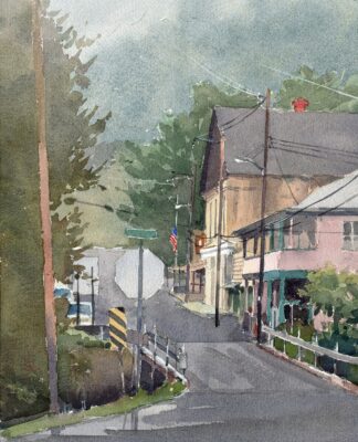 PleinAir Magazine's 13th Annual PleinAir Salon Art Competition March 2024 Michael Kotarba Lifting Fog Watercolor Honorable Mention