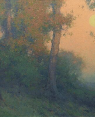PleinAir Magazine's 13th Annual PleinAir Salon Art Competition March 2024 J Ken Spencer Moonrise At Sunset Landscape Honorable Mention