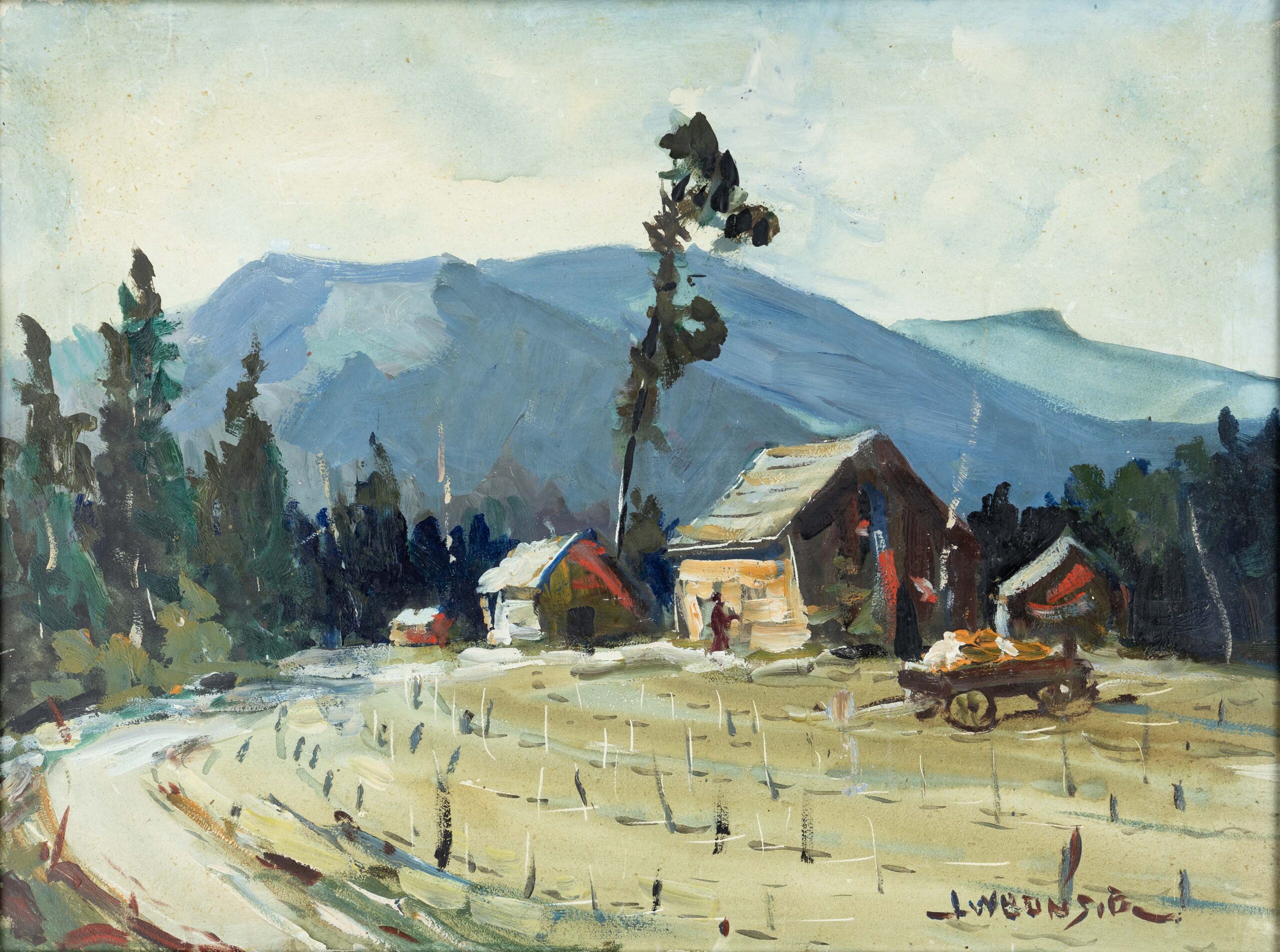 Louis Bonsib, "Emerts Cove," not dated, oil on board, 12 x 16 inches. Courtesy of Allen & Barry Huffman, Asheville Art Museum