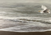 Summer in New England Del-Bourree Bach, “Over the Bounding Main,” Acrylic, 9 x 24 inches