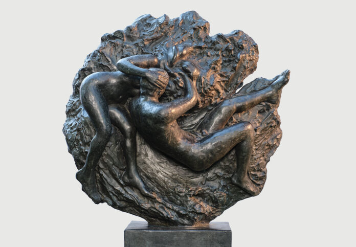 George R. Anthonisen (b. 1936), "Creation" (front), 1981–82, bronze (edition 3/9), 24 x 24 x 14 in., collection of Carol and Louis Della Penna; photo: Christian Giannelli