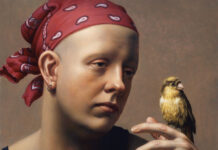 Art Collection Spotlight (& One Way to Revive a Dopamine Hit) WILL WILSON (b. 1957), Canary Watching, 1994, oil on panel, 14 1/2 x 13 in.